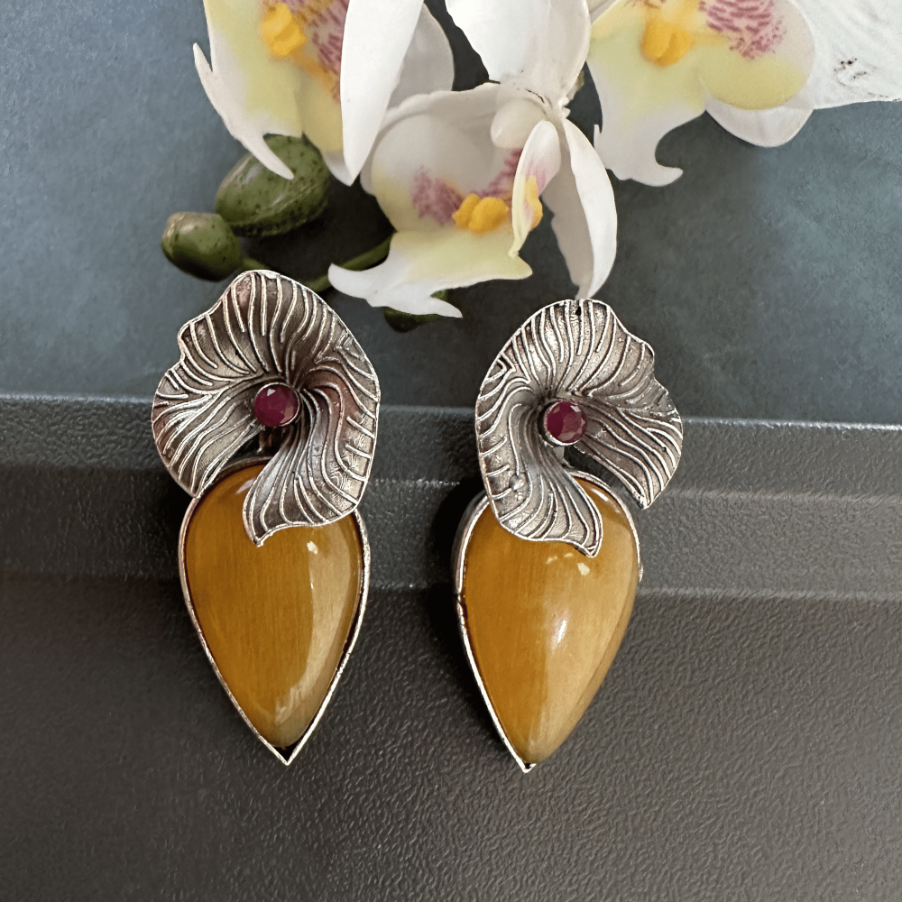 Yellow Silver Plated earrings