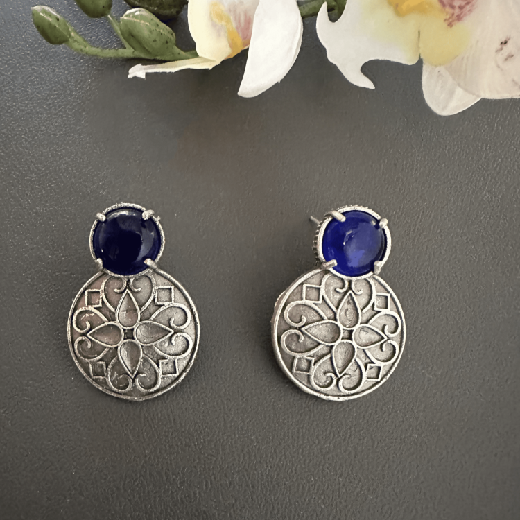 Blue Silver Plated earrings