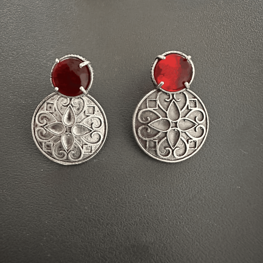 Red Silver Plated earrings