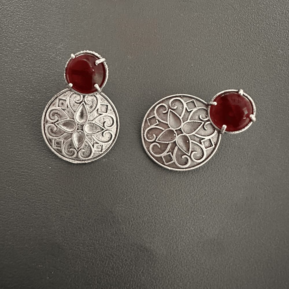 Red Silver Plated earrings