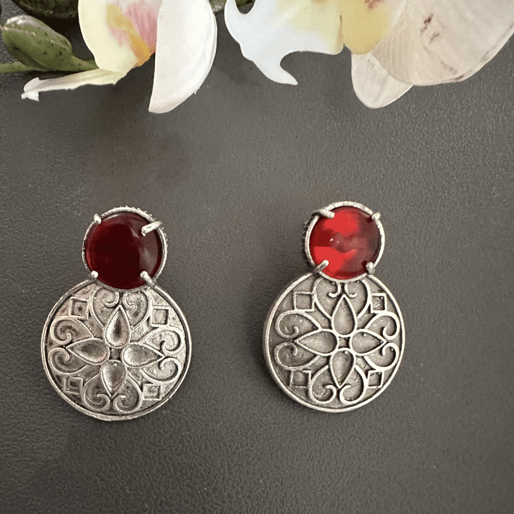 Red Silver Plated earrings