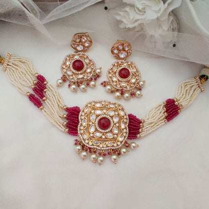 RUBY SHEERA KUNDAN JEWELLERY SET