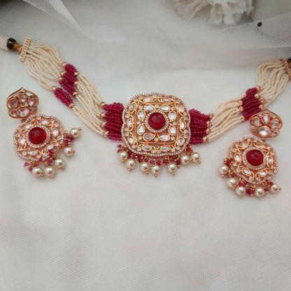 RUBY SHEERA KUNDAN JEWELLERY SET