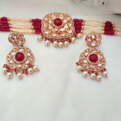 RUBY SHEERA KUNDAN JEWELLERY SET