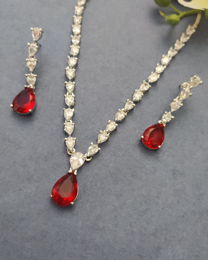 RUBY MISHRA AMERICAN DIAMOND JEWELLERY SET