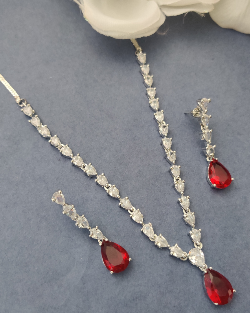 RUBY MISHRA AMERICAN DIAMOND JEWELLERY SET