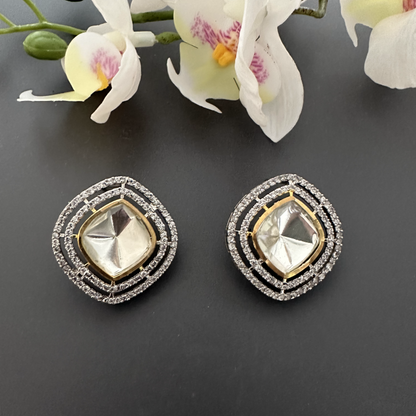 DIAMOND POLKI STUD EARRINGS