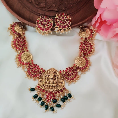 RUBY DEEKSHA TEMPLE JEWELLERY SET