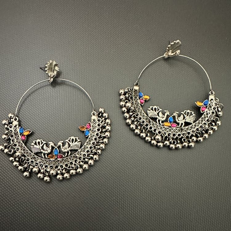 Trendy oxidized hoop earrings