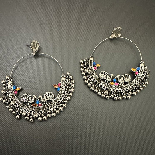 Trendy oxidized hoop earrings