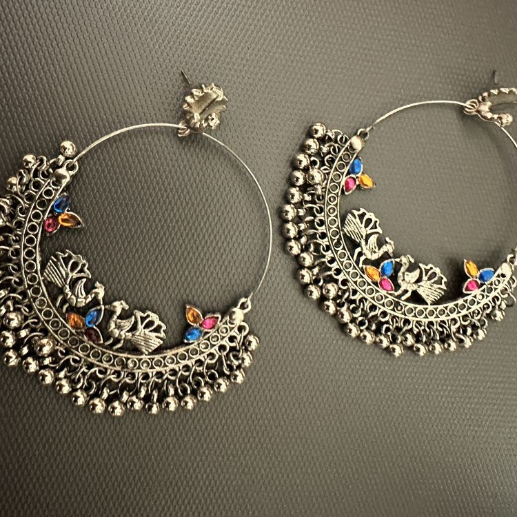 Trendy oxidized hoop earrings