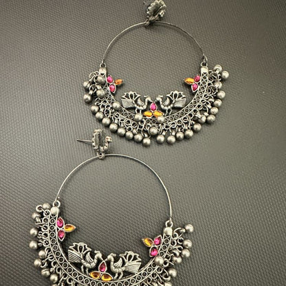 Trendy oxidized hoop earrings