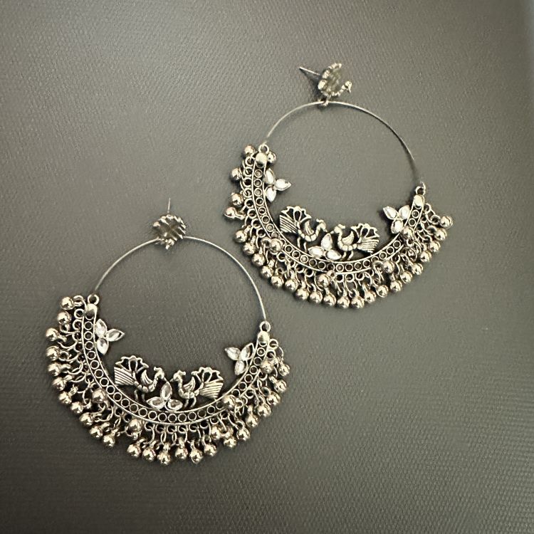 Trendy oxidized hoop earrings