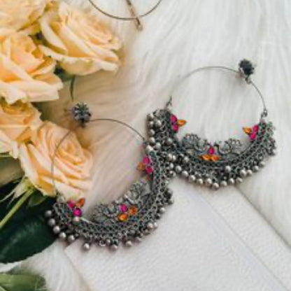 Trendy oxidized hoop earrings