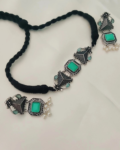 TURQUOISE MRITSA SILVER PLATED JEWELLERY SET