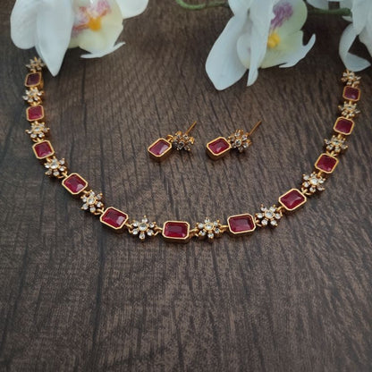 RED SAMARA ZIRCONIA JEWELLERY SET