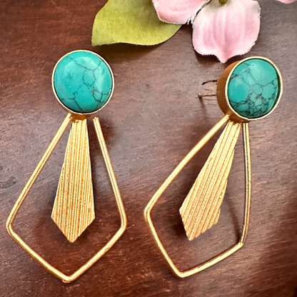 TURQUOISE TYE STONE EARRINGS