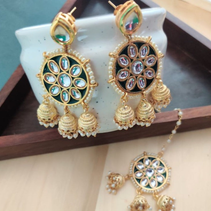 Bridal maang tikka earring set