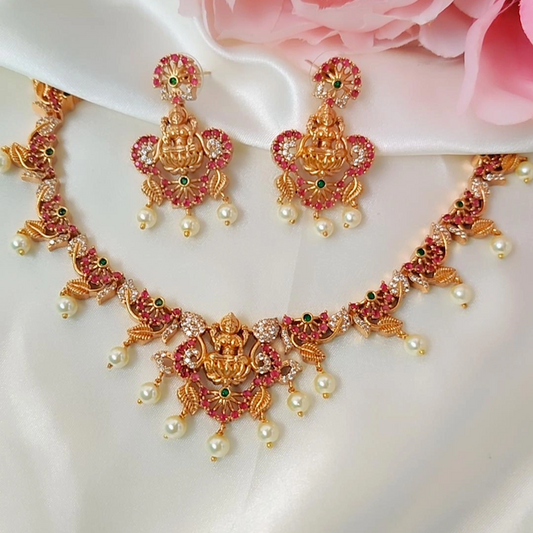 RUBY GODDESS TEMPLE JEWELLERY SET