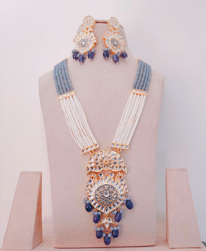 GREY NILAN KUNDAN JEWELLERY SET