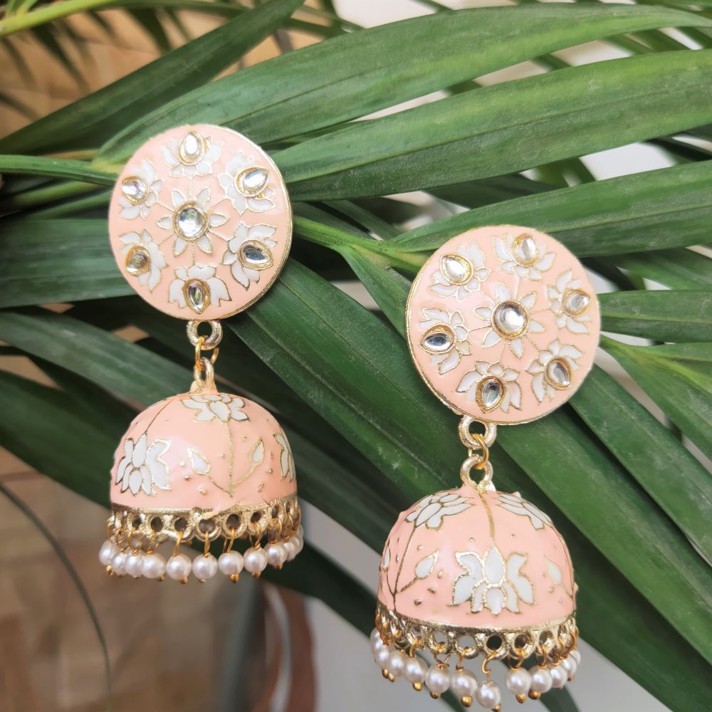 Light peach earrings for girls