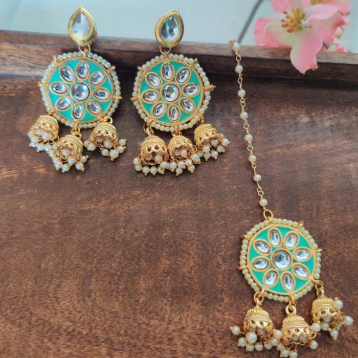 Bridal maang tikka earring set