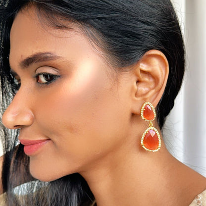 ORANGE MADINA STONE EARRINGS