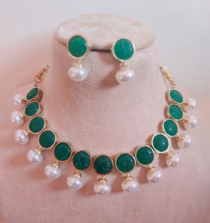 EMERALD PARI KUNDAN JEWELLERY SET