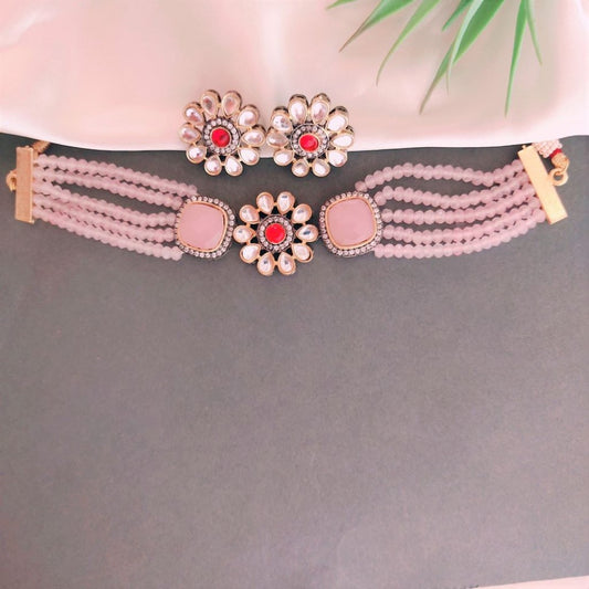 Pink choker necklace