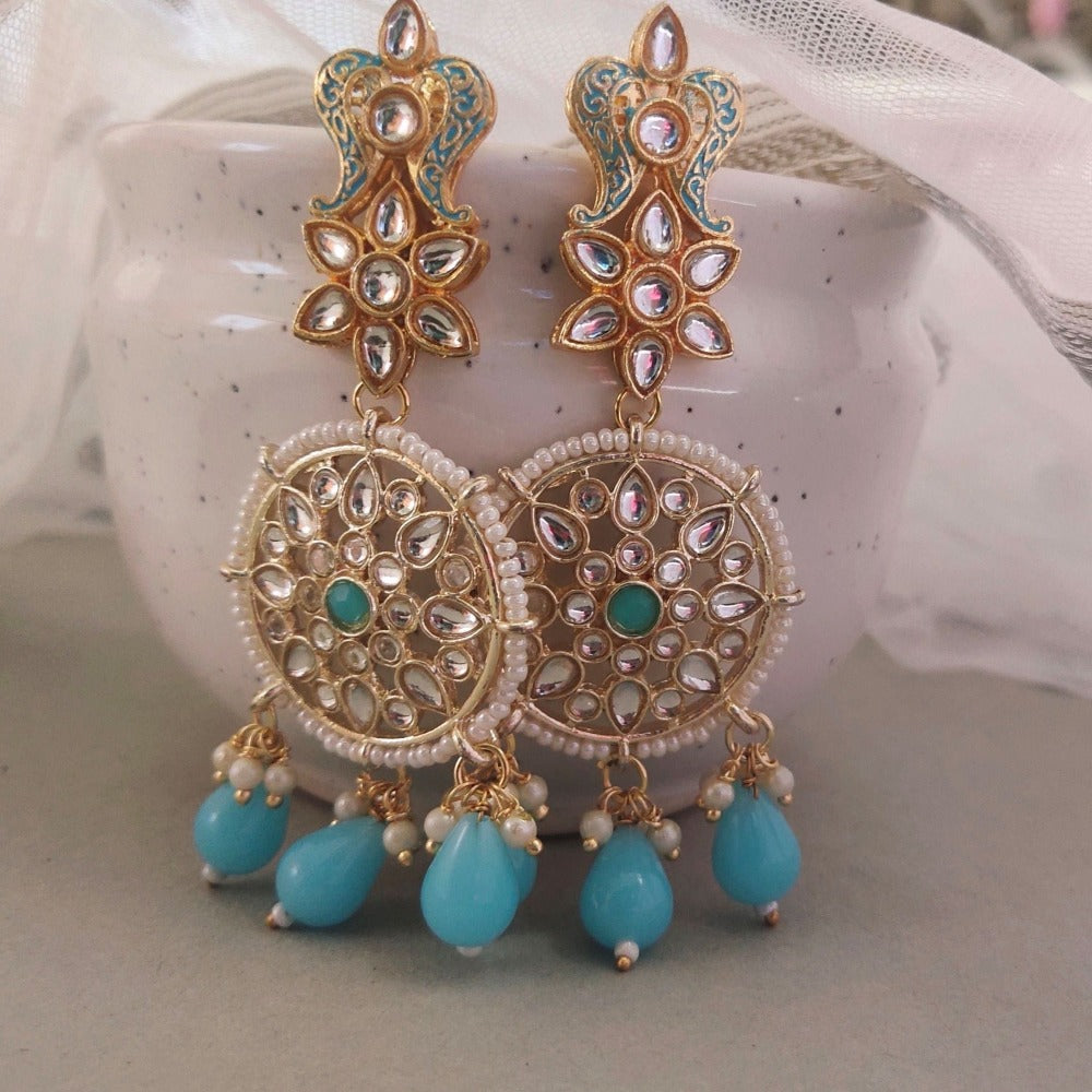 Buy Blue Dangler Earrings - Rangoli |Twinkklzz|