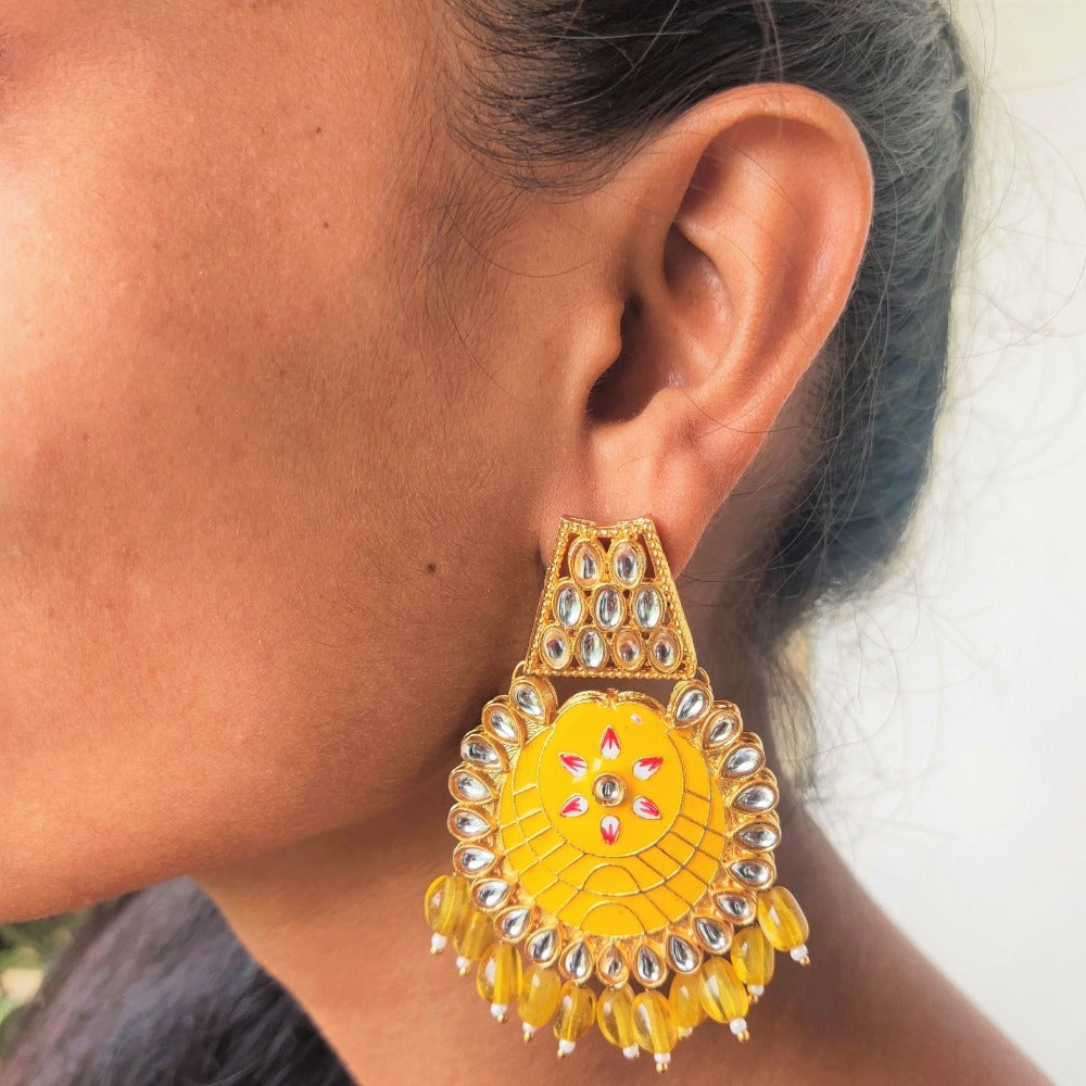 Yellow earrings for girls